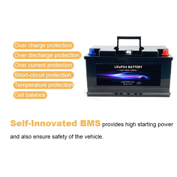 12V 150Ah DJS Custom LargeCapacity Lithium Battery for Starting CCA1400 Auto Battery 3Year Warranty LiFePO4 Battery for Cranking