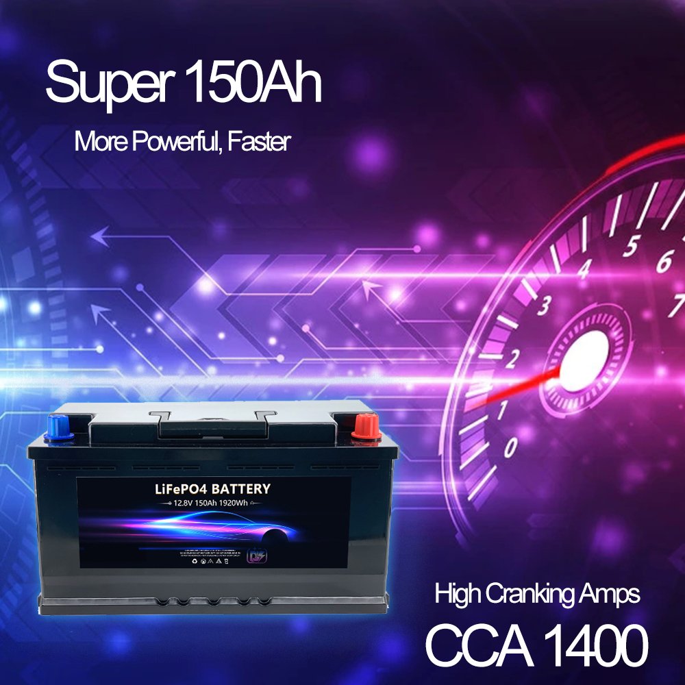 12V 150Ah DJS Custom LargeCapacity Lithium Battery for Starting CCA1400 Auto Battery 3Year Warranty LiFePO4 Battery for Cranking