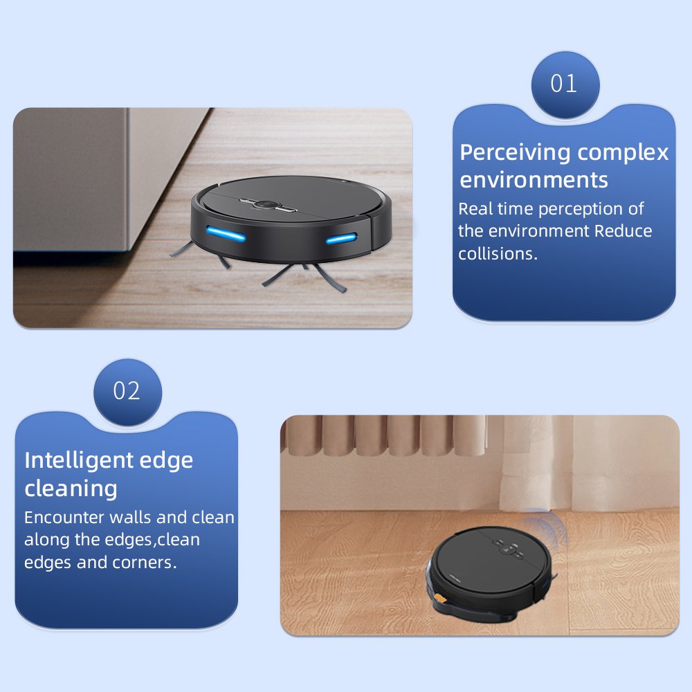 Tuya App Alex Control Robot Vacuum Cleaner with Wet Mopping Feature Auto-Charging Power Electric Sweeper Dry Wet Floor Cleaning