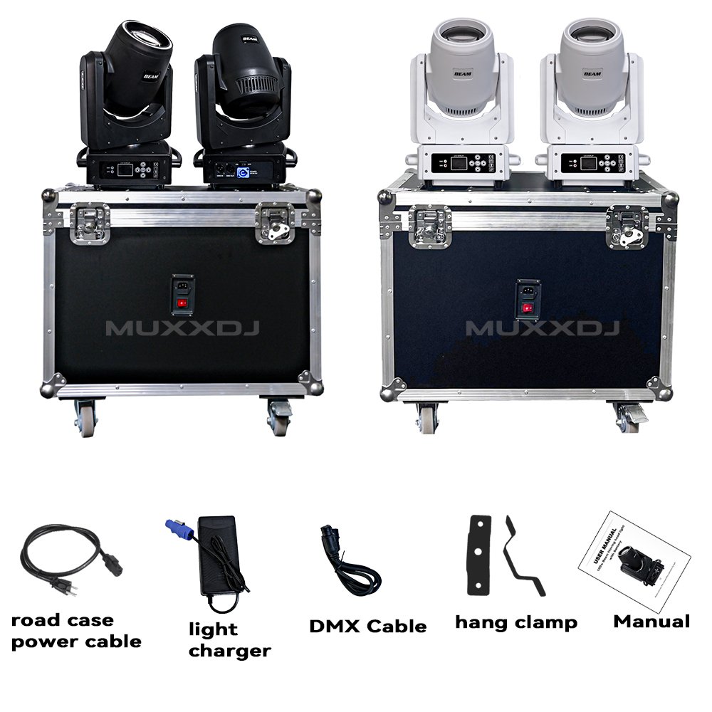 Muxxdj White Version Battery Powered 100W LED Beam Moving Head Light Wireless DMX Stage Lights Moving Head DJ Wedding Light