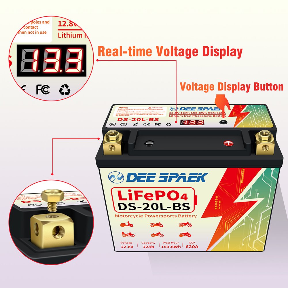 TCBWORTH 12V 620CCA Motorcycle Motorbike Starter Battery 20L-BS LiFePO4 Lithium Battery Longer Lifespan Auto Batteries