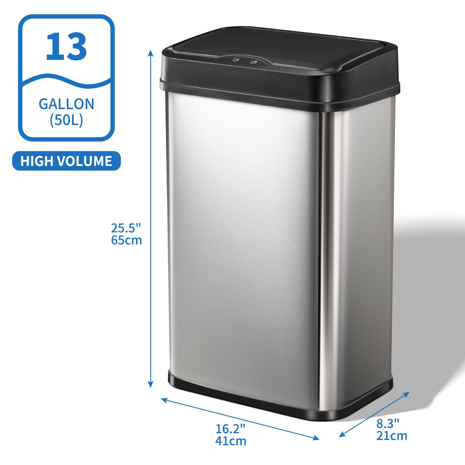 2024 OEM J&L High Strength Brushed Stainless Steel Dustbin Auto Sensor Bin Waterproof Smart Trash Can With Soft Closed Lid