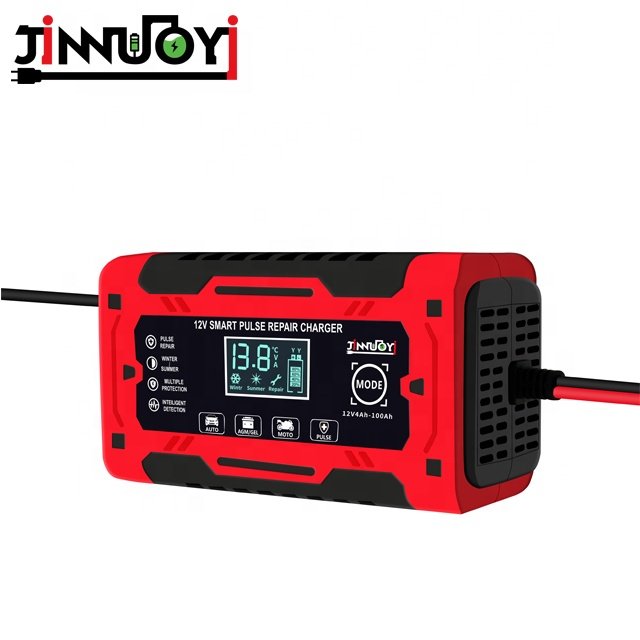JINNUOYI Car Battery 12V Charger Motorcycle Battery Charger Intelligent Pulse Repair Lead Acid Battery Universal