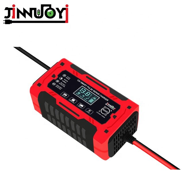 JINNUOYI Car Battery 12V Charger Motorcycle Battery Charger Intelligent Pulse Repair Lead Acid Battery Universal