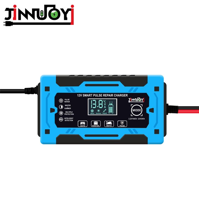 JINNUOYI Car Battery 12V Charger Motorcycle Battery Charger Intelligent Pulse Repair Lead Acid Battery Universal