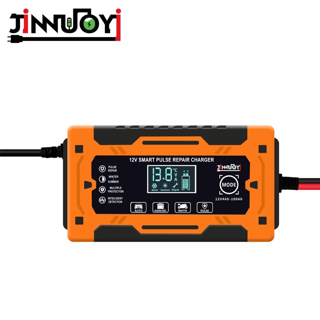 JINNUOYI Car Battery 12V Charger Motorcycle Battery Charger Intelligent Pulse Repair Lead Acid Battery Universal