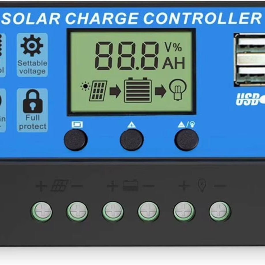 20A Solar Charge Controller 12V/24V Solar Panel Battery Intelligent Regulator with Dual USB Port PWM Auto Parameter Timer