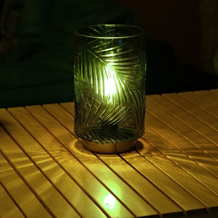 LED Wireless Glass Table Lamp Battery Timed Camping Hotel Restaurant Tabletop Bedroom Ambience Decorative Nightlight