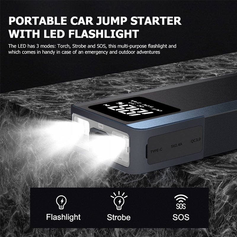2025 Hot Sale 12V 20000mAh Portable Car Jump Starter & Power Bank Car Tools for Truck & Motorcycle 3000a Peak Current