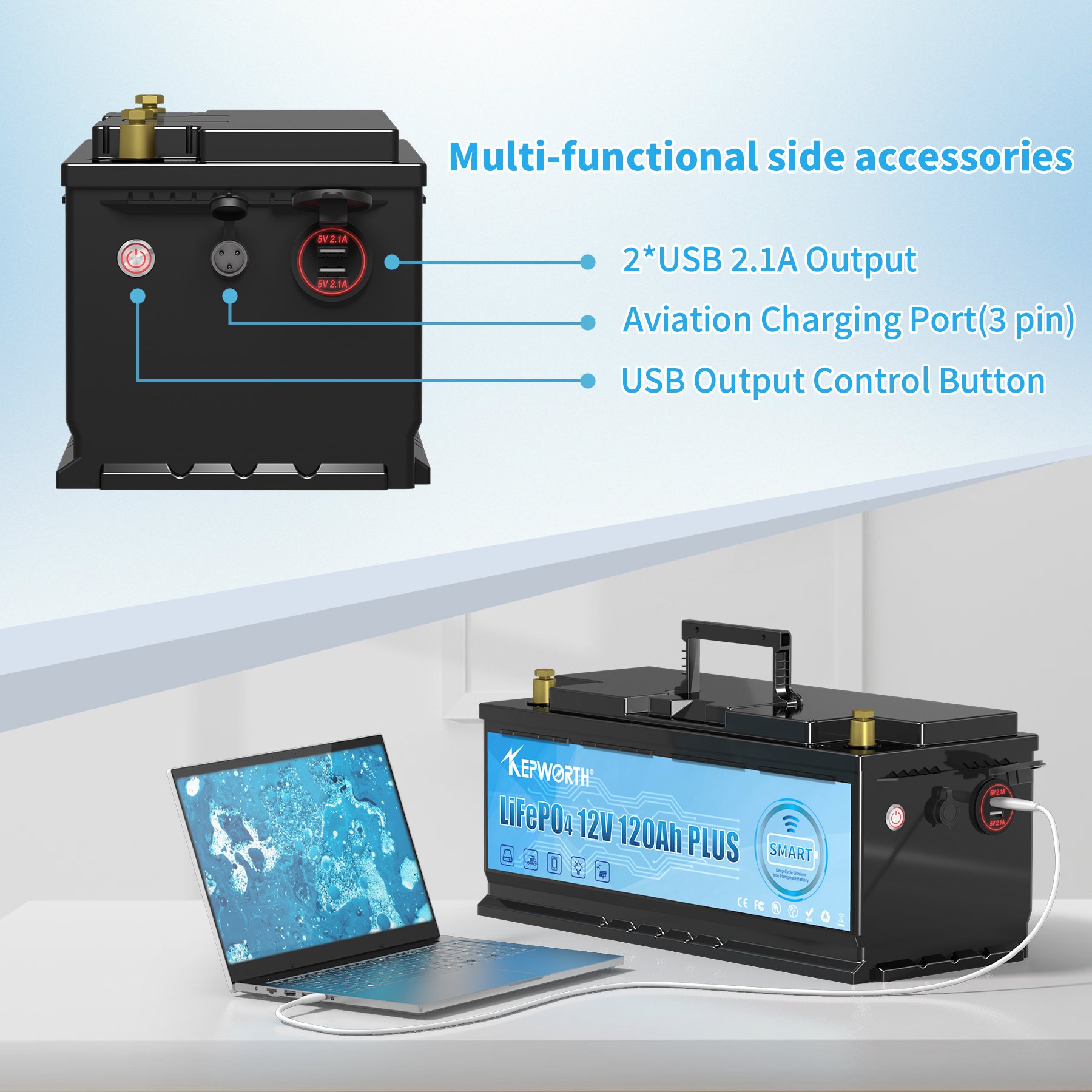 Smart Blue-tooth App Lifepo4 Battery 12v Solar Battery 100ah 120ah Auto Rechargeable Lithium Lifepo4 Battery
