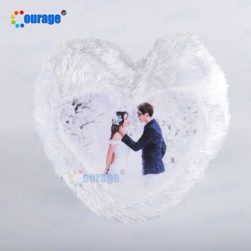 White Printing Area Long Plush Sublimation Heart Throw Pillow Cases