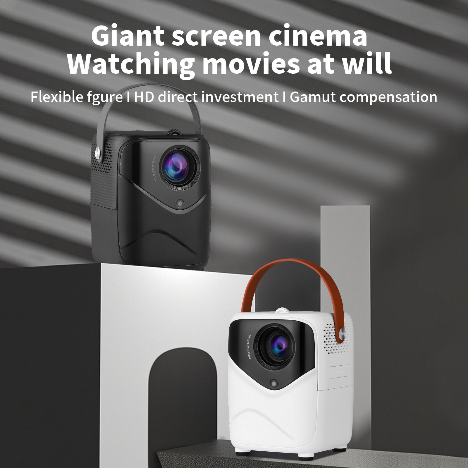 Umiio 4K Mini Portable Projector Cross-Border HD LED Lamp 1080P Wall Projection Living Room Bedroom US Battery Foreign Trade