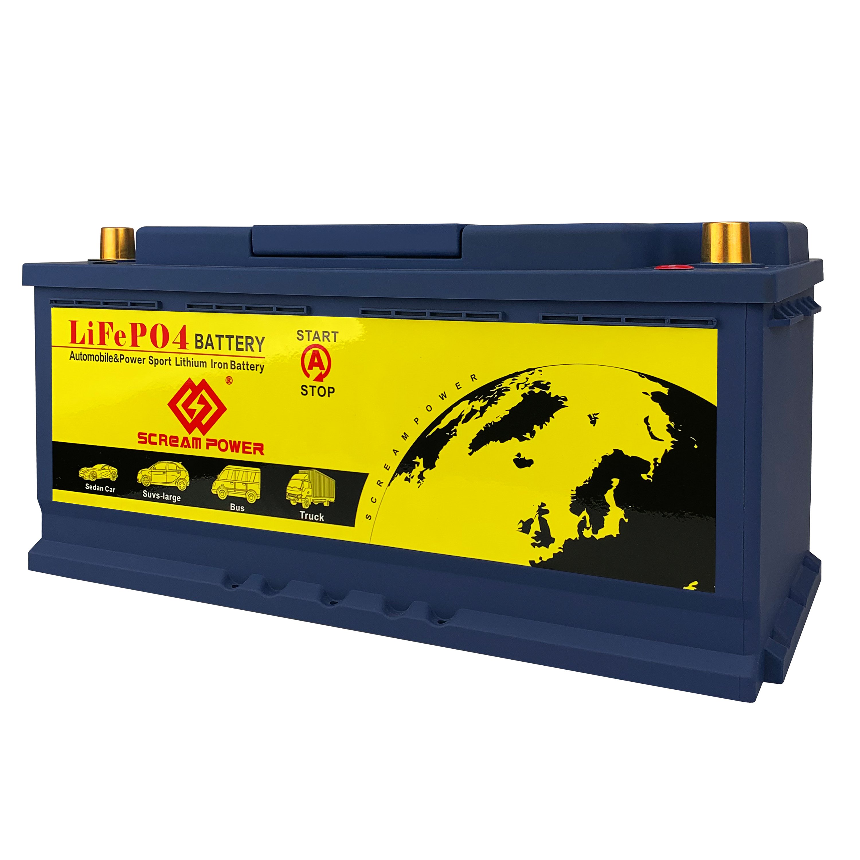 2024 Hot Sale SCREAM POWER 110-20 Car Auto Starter Battery With BMS 12V 110Ah Car LiFePO4 1600CCA Lithium Phosphate Ion Battery