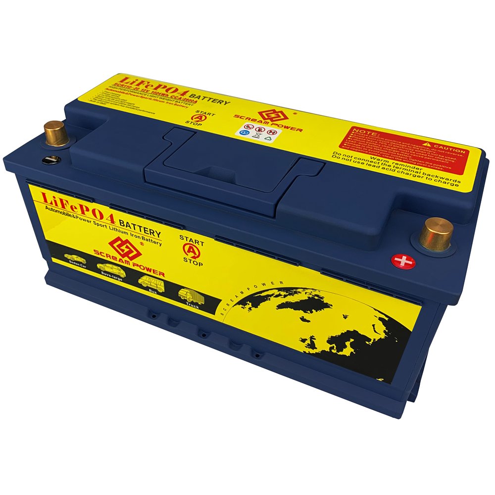2024 Hot Sale SCREAM POWER 110-20 Car Auto Starter Battery With BMS 12V 110Ah Car LiFePO4 1600CCA Lithium Phosphate Ion Battery