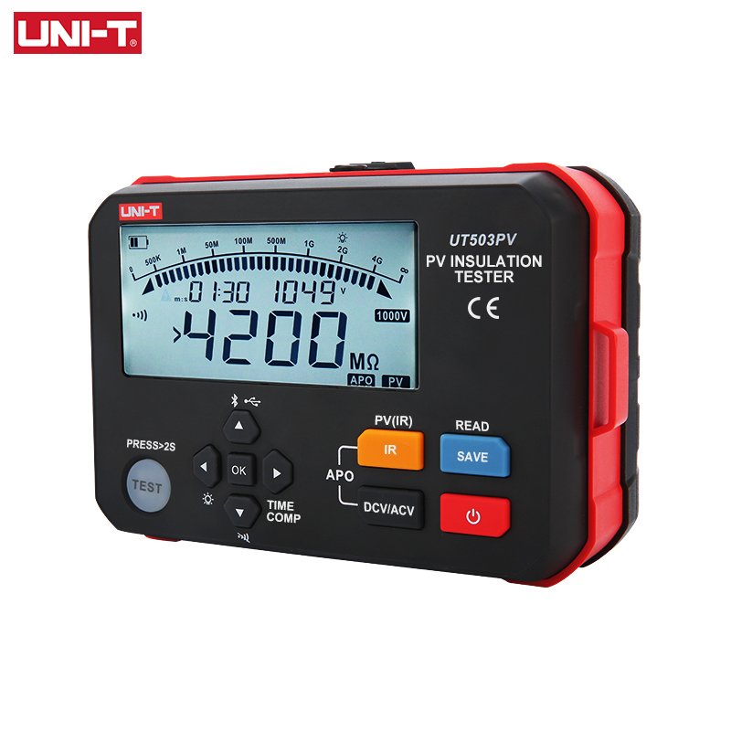 UNI-T UT503PV PV Insulation TesterHigh Output Voltage Energized Device Test DC1000V Auto Discharge Stepping Voltage Testing
