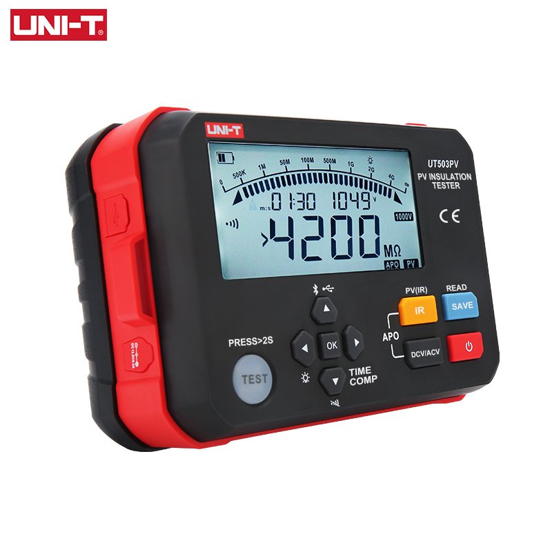 UNI-T UT503PV PV Insulation TesterHigh Output Voltage Energized Device Test DC1000V Auto Discharge Stepping Voltage Testing