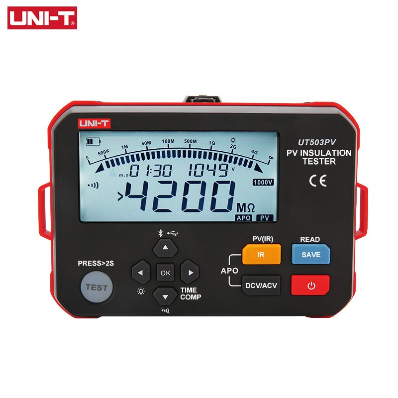 UNI-T UT503PV PV Insulation TesterHigh Output Voltage Energized Device Test DC1000V Auto Discharge Stepping Voltage Testing