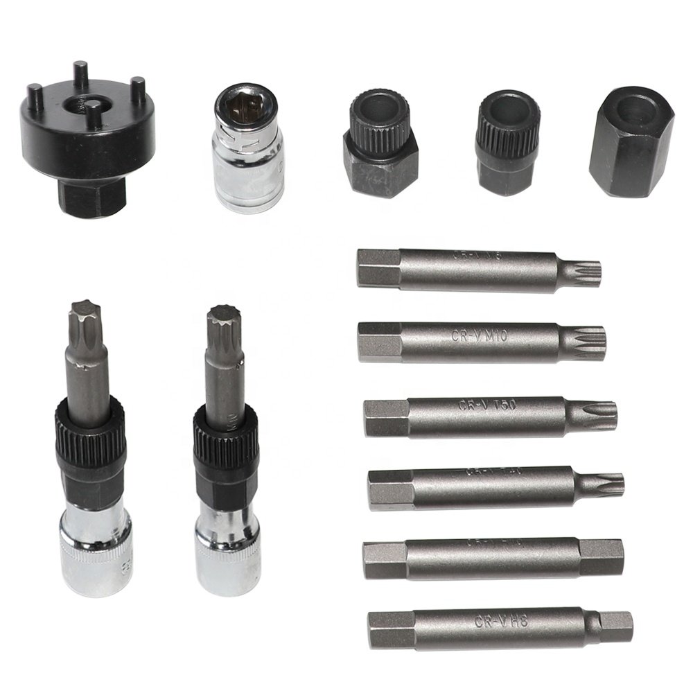 13-Piece Steel Alternator Pulley Tool Kit Insert Bit Socket Set for Car Pulley Removal Tool Decoupling Puller