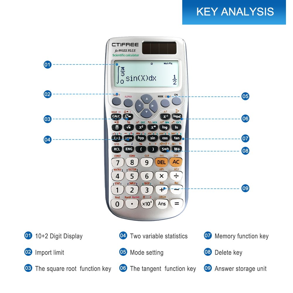Logo-Supported FX991es-plus Calculator With Auto Power, 417 Functions, and Sensitive Buttons