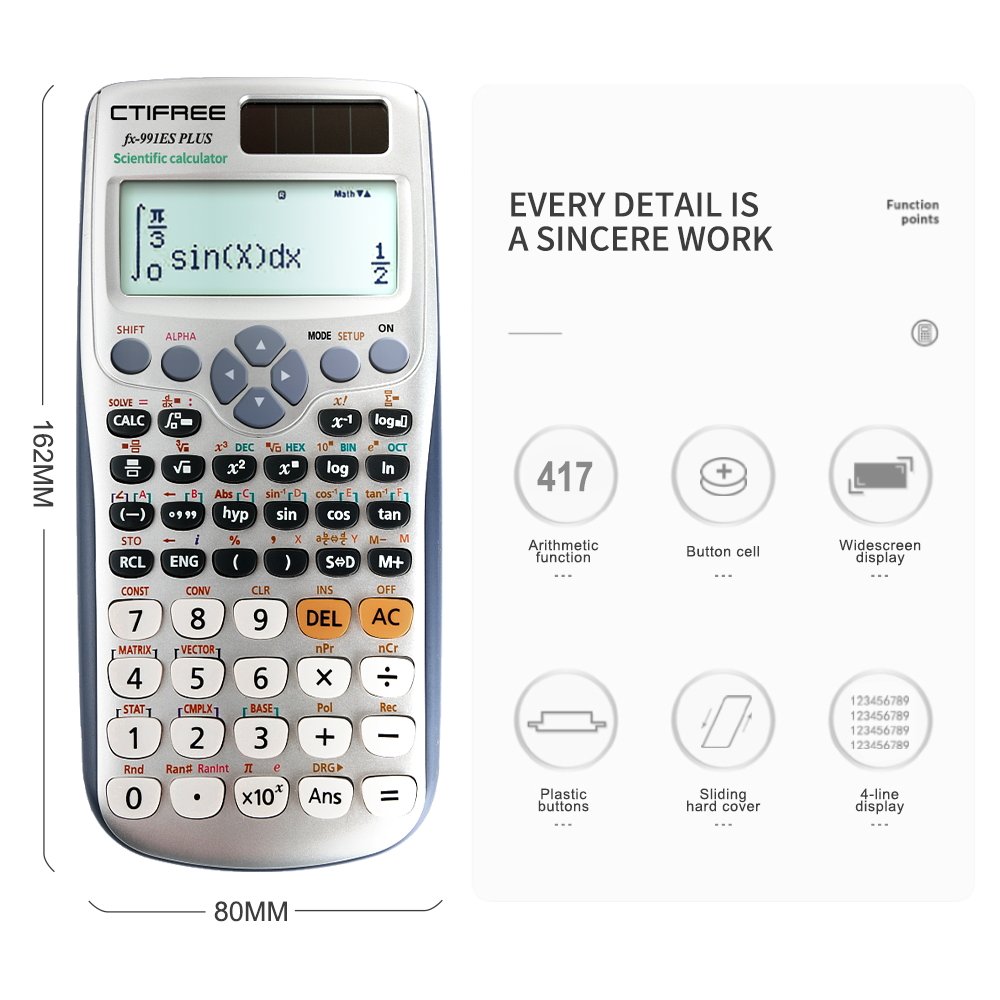 Logo-Supported FX991es-plus Calculator With Auto Power, 417 Functions, and Sensitive Buttons