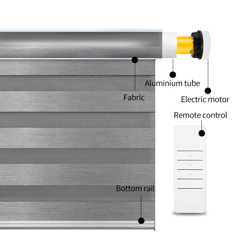 Best Full Window Smart Electric Zebra Blinds Are Controlled by Google Alexa Motorized Zebra Roller Blinds for Blackout Window