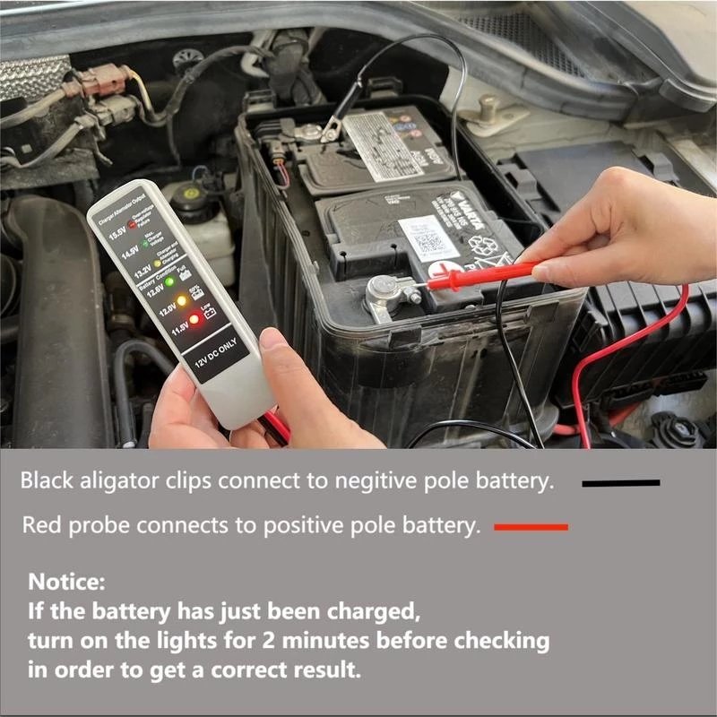 Car Battery Capacity Tester 12V Alternator & Battery State Check Automotive Circuit Tester Tool LED Indicatfor Motorcycle