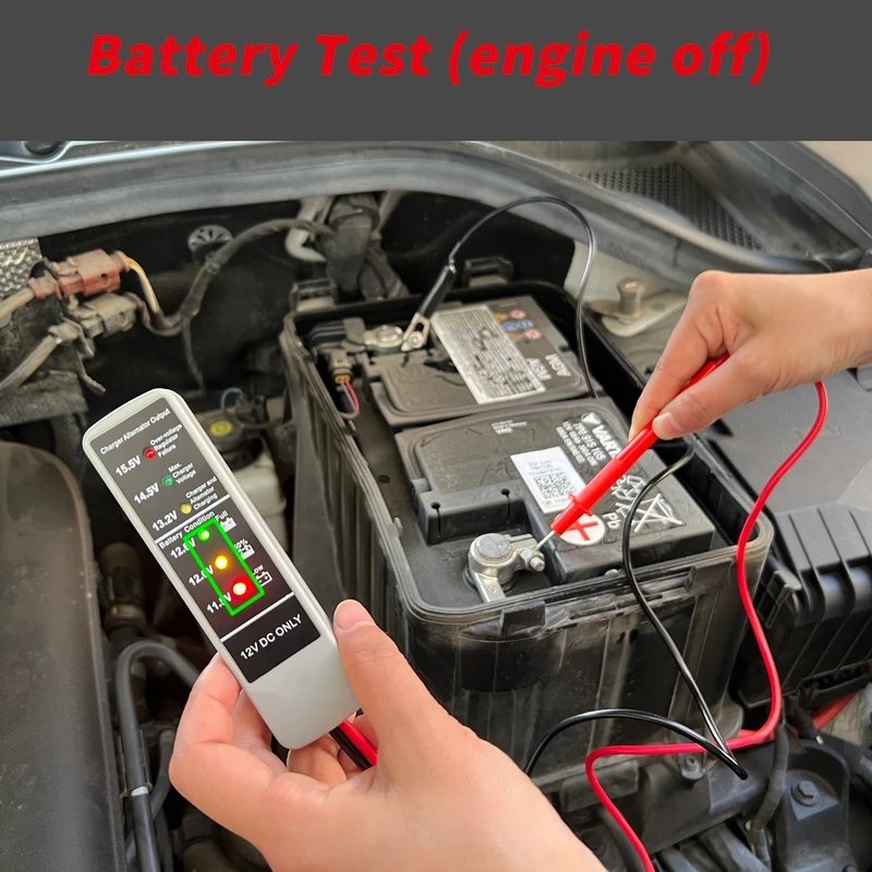 Car Battery Capacity Tester 12V Alternator & Battery State Check Automotive Circuit Tester Tool LED Indicatfor Motorcycle