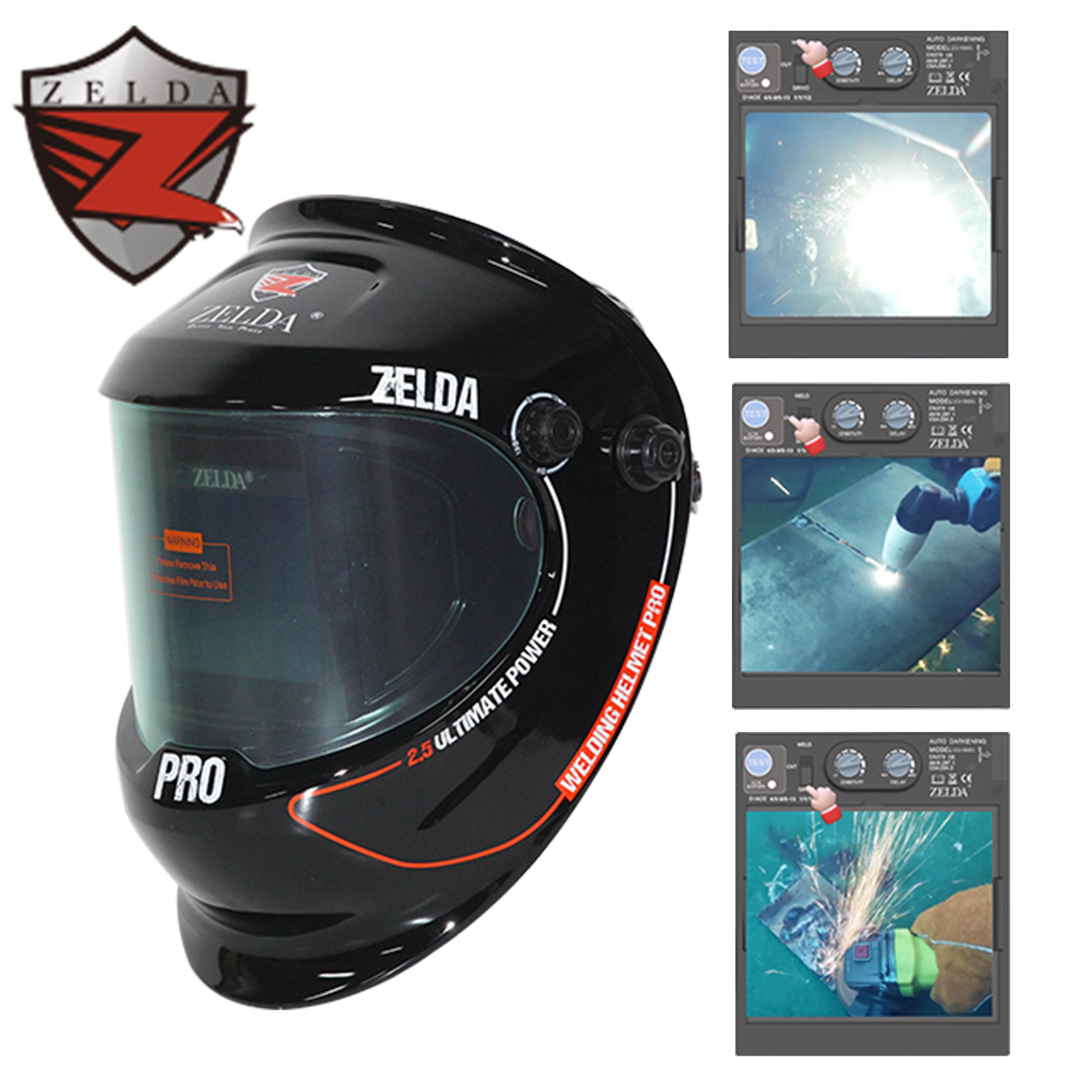 Big Viewing Area 100*83Mm Auto Darkening Welding Hood Helmet