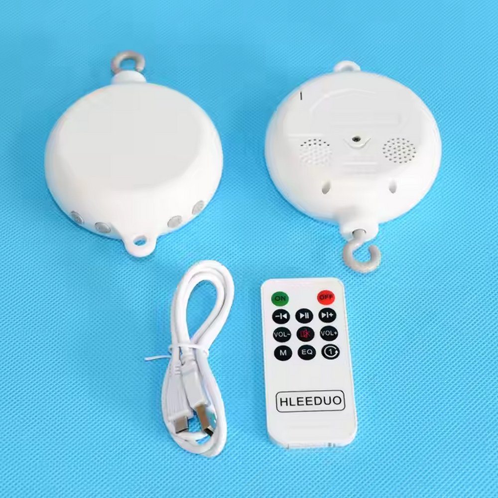 In Stocks Baby Crib Mobile 35 Lullabies Remote Control Battery Operated White Auto Music Box with Rotate Hook for Nursery Décor