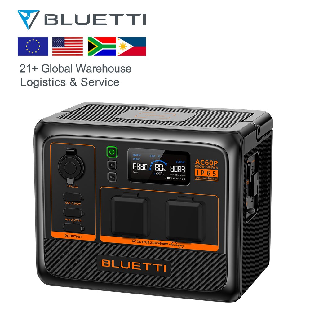 Bluetti AC60P+PV120 Portable Power Stations 220volts With Solar Panel Alternator Movement Portable Energy