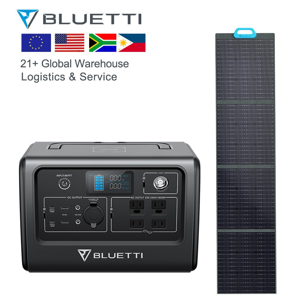 Bluetti EB70+PV120 Solar Panels 1500w Power Station with Insulation 110v 220v Ac Portable Engergy