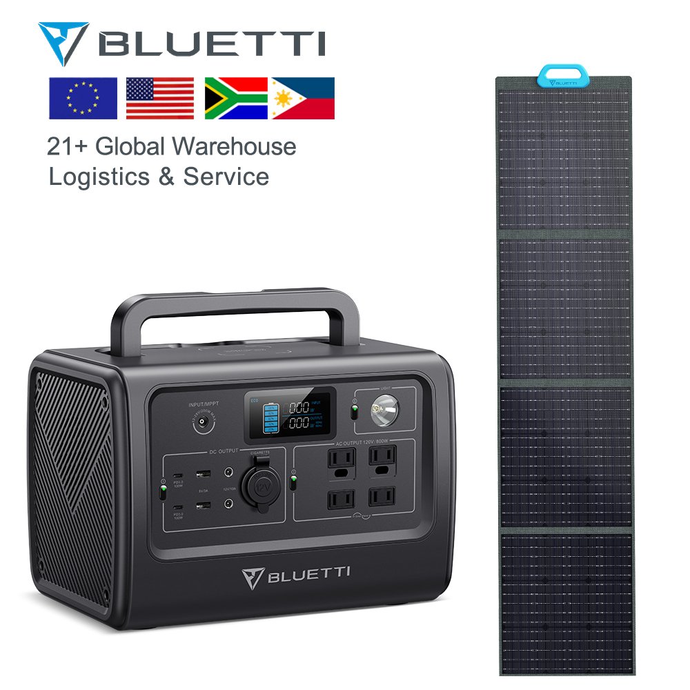 Bluetti EB70+PV120 Solar Panels 1500w Power Station with Insulation 110v 220v Ac Portable Engergy