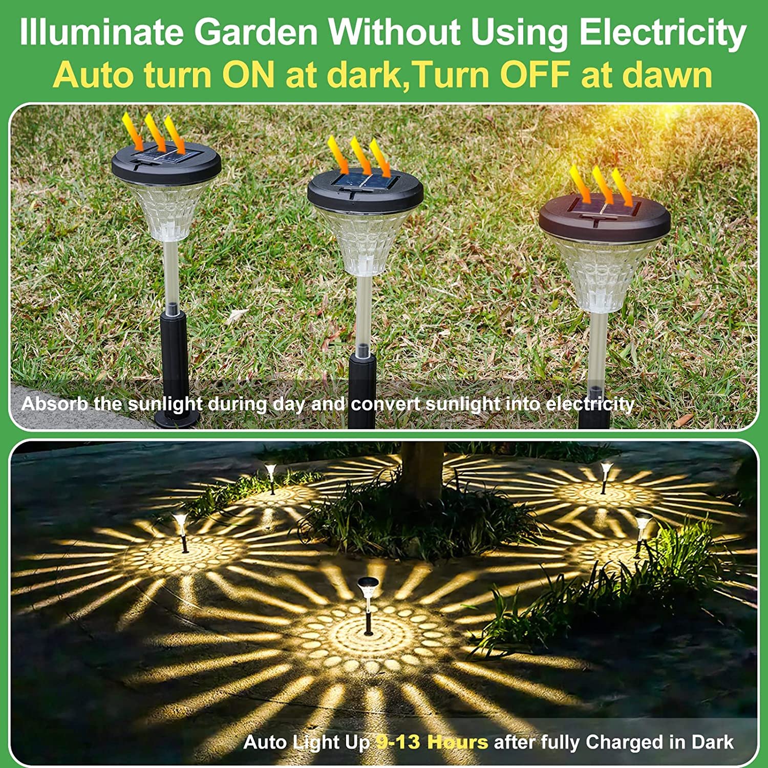 Outdoor Waterproof ABS Decorative Stakes IP65 Lawn Patio Walkway Yard Path Pathway Decorations Garden Solar Stake Lights
