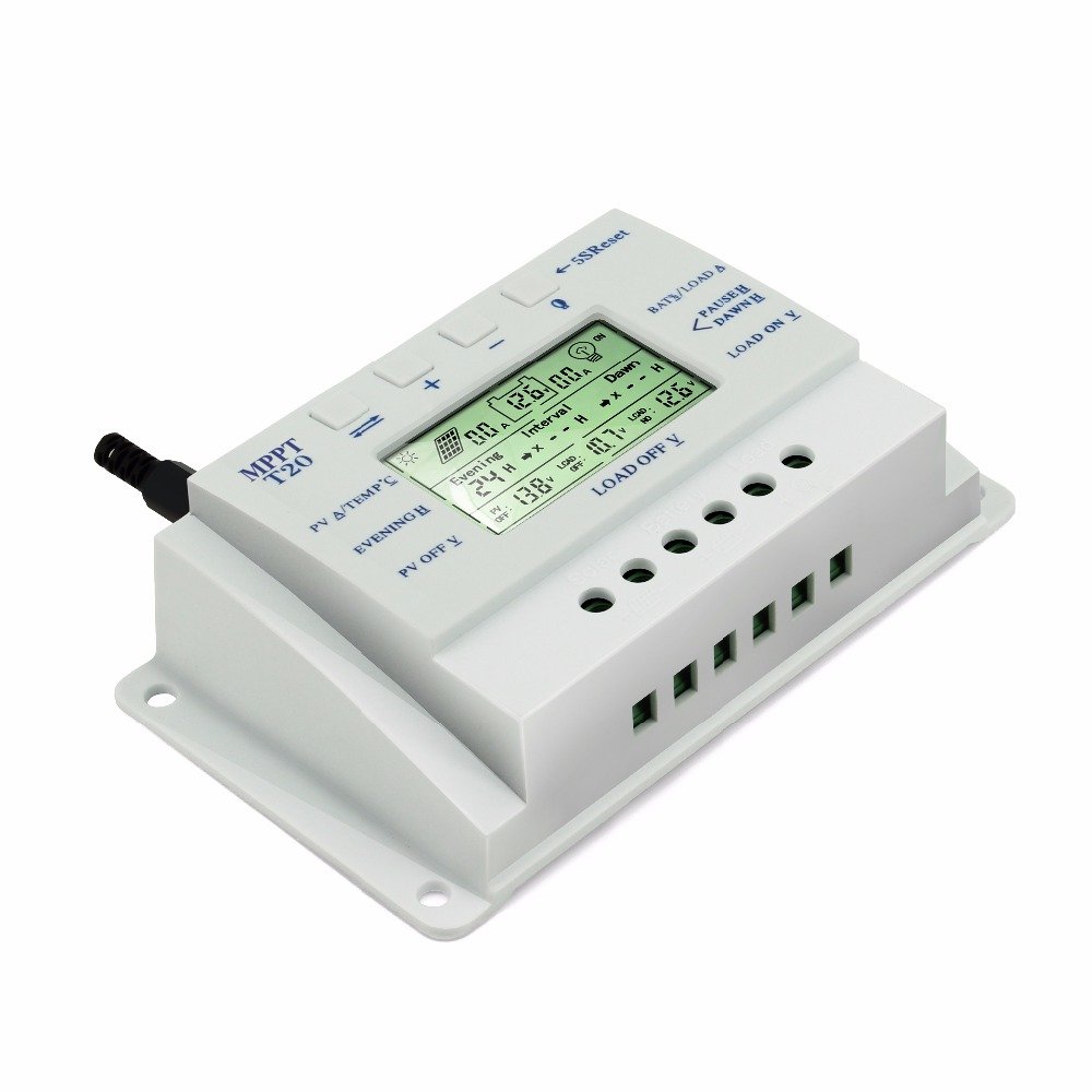 MPPT T20 20A 12V 24V Auto Solar Charge Controller with One Interface Instruction