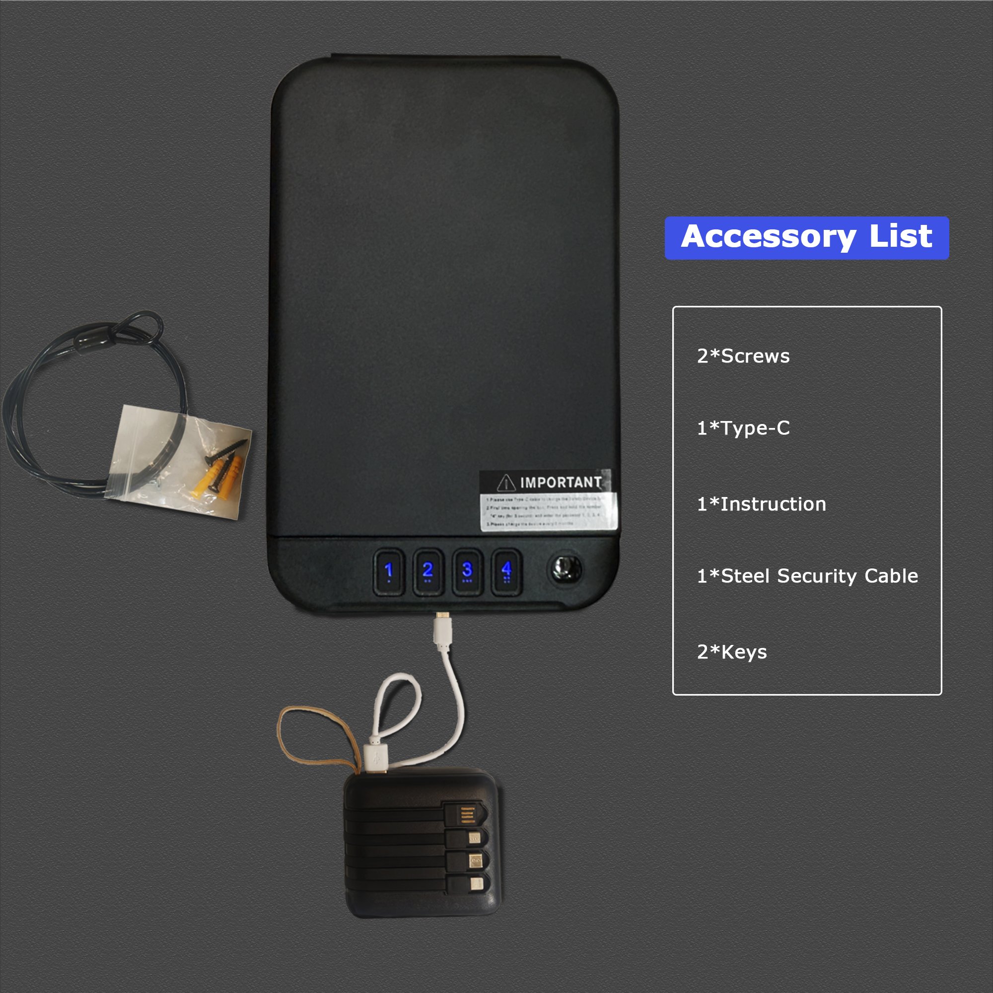Gun Safe, Biometric Handgun 3Ways Quick Access Unlock Digital Code Key TuYa App for Nightstand Bedside Home