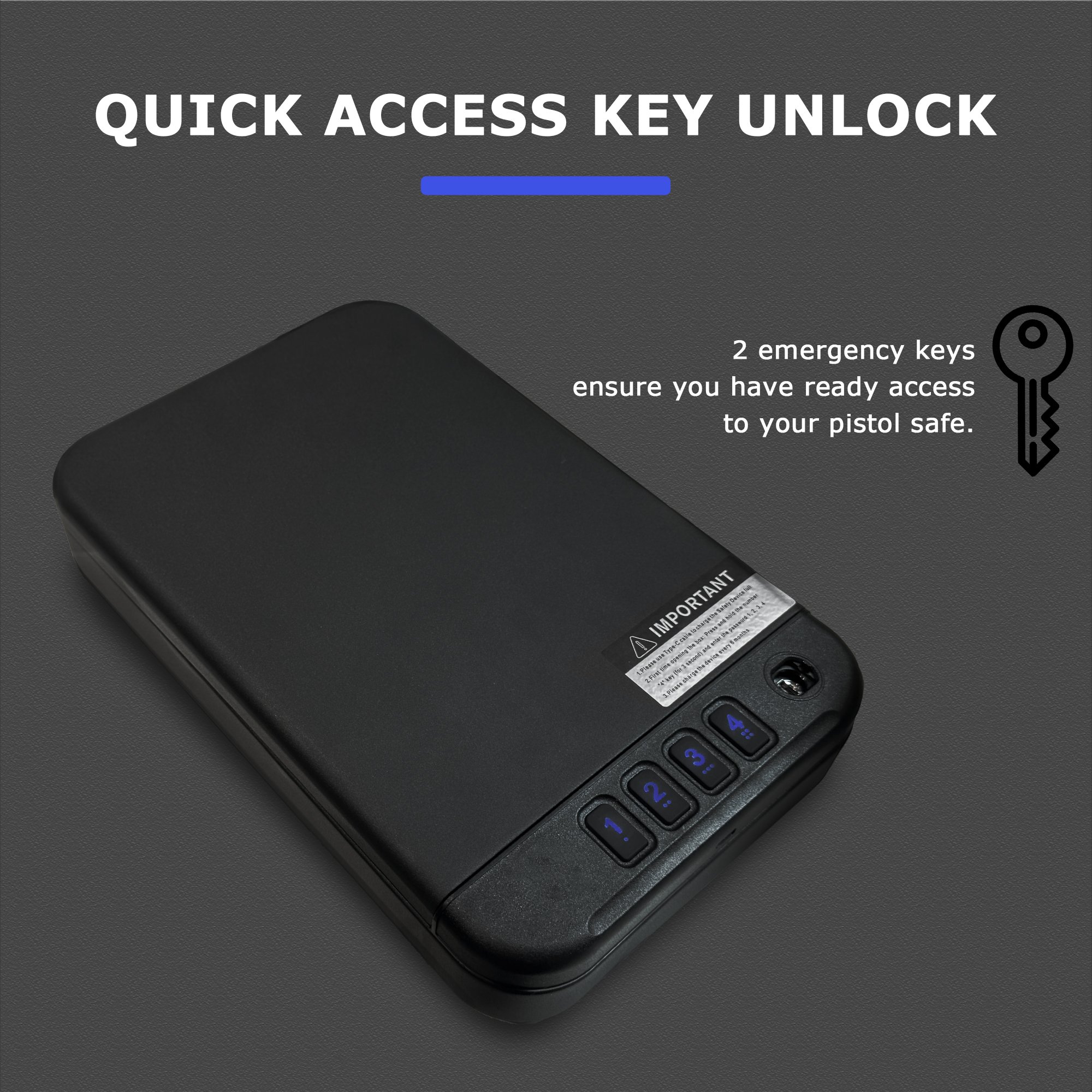 Gun Safe, Biometric Handgun 3Ways Quick Access Unlock Digital Code Key TuYa App for Nightstand Bedside Home