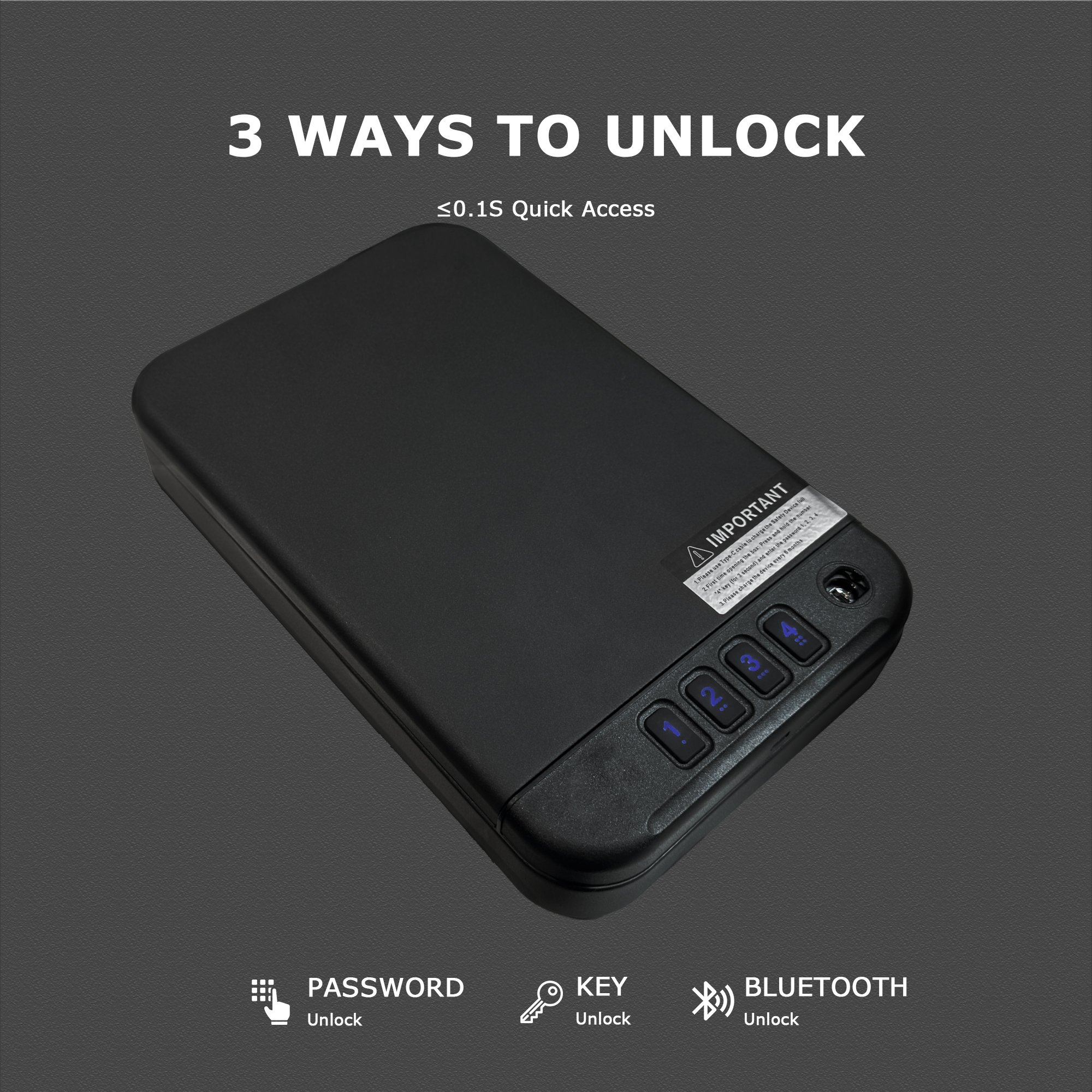 Gun Safe, Biometric Handgun 3Ways Quick Access Unlock Digital Code Key TuYa App for Nightstand Bedside Home