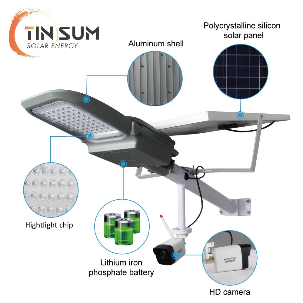 Cctv Camera 2mp Solar Street Light with Camera 1080p Wireless Cctv Security Camera System 4ch Wifi Nvr Kit
