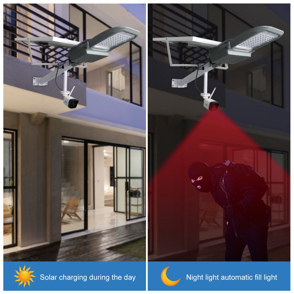 Cctv Camera 2mp Solar Street Light with Camera 1080p Wireless Cctv Security Camera System 4ch Wifi Nvr Kit