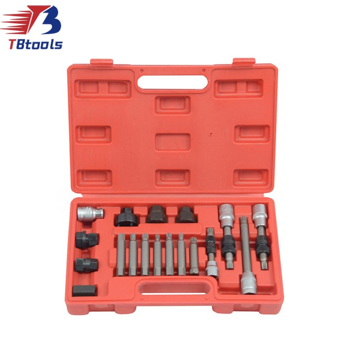 TBTOOLS Car Auto 18Pcs Alternator Freewheel Removal Pulley Set Repair Tool Automotive Werkzeuge Kit Maintenance Tools TB089