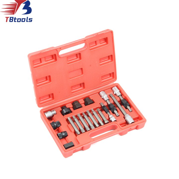 TBTOOLS Car Auto 18Pcs Alternator Freewheel Removal Pulley Set Repair Tool Automotive Werkzeuge Kit Maintenance Tools TB089