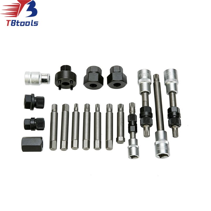 TBTOOLS Car Auto 18Pcs Alternator Freewheel Removal Pulley Set Repair Tool Automotive Werkzeuge Kit Maintenance Tools TB089