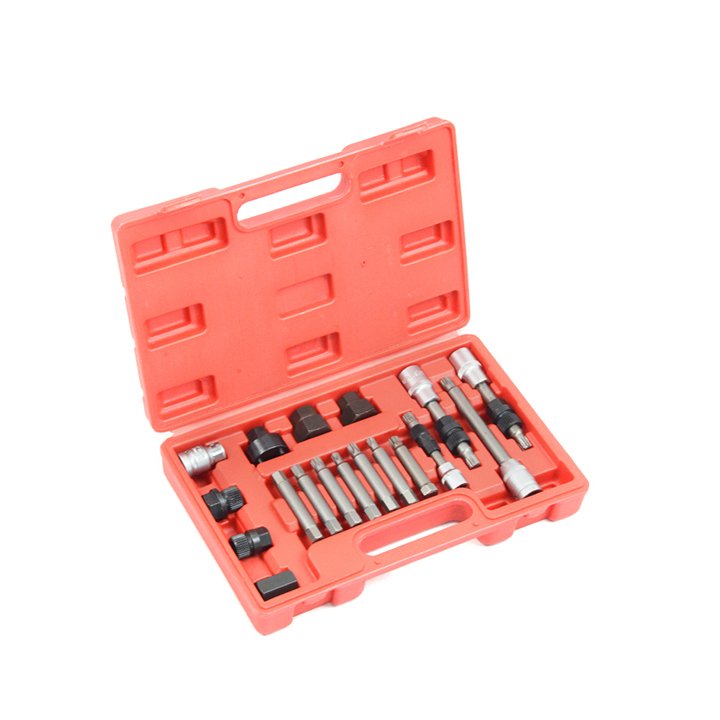 TBTOOLS Car Auto 18Pcs Alternator Freewheel Removal Pulley Set Repair Tool Automotive Werkzeuge Kit Maintenance Tools TB089