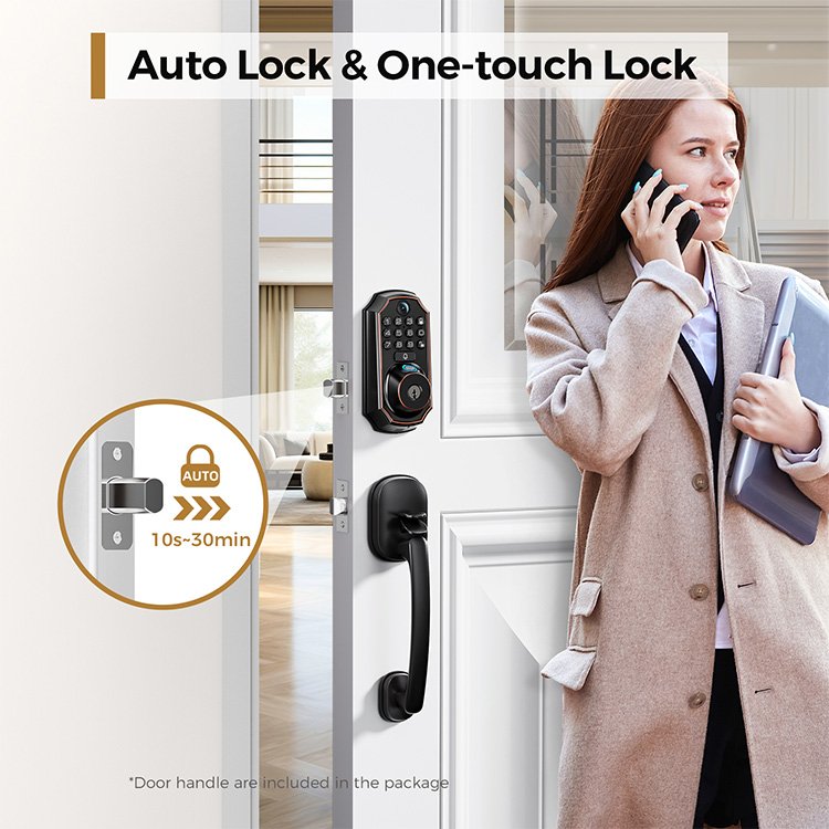 Arpha D289 Tuya Outdoor Waterproof Wireless Fingerprint Gate Lock Wifi Smart Home Door Lock With Camera and Handle