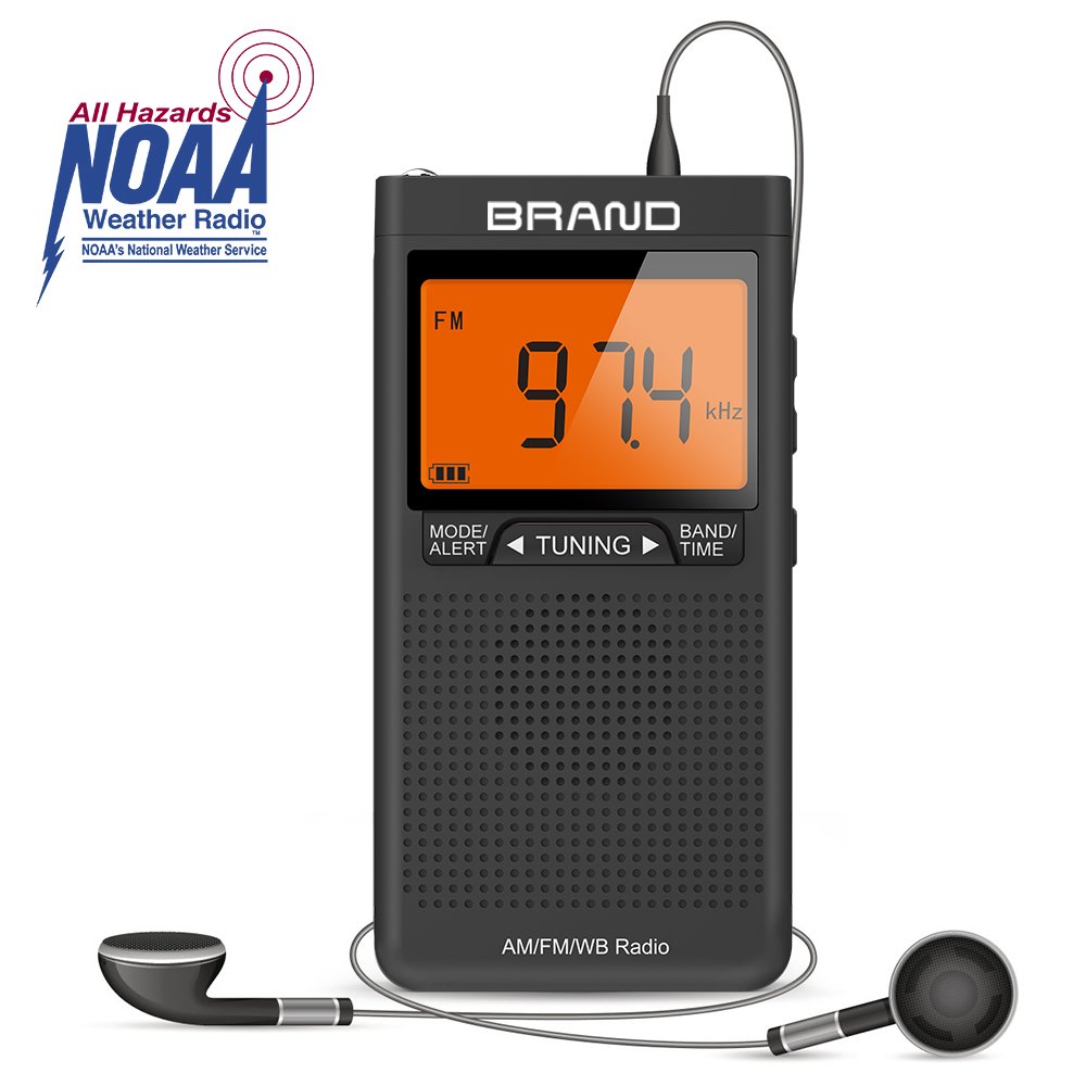 Pocket Digital FM Clock Radio with Rechargeable Battery AM Band Radio Stereo Function and Screen Display