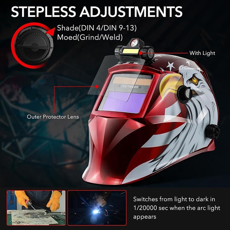 TRQ Auto Darkening Solar Printing Welder Welding Helmet Stickers Caretas De Soldar