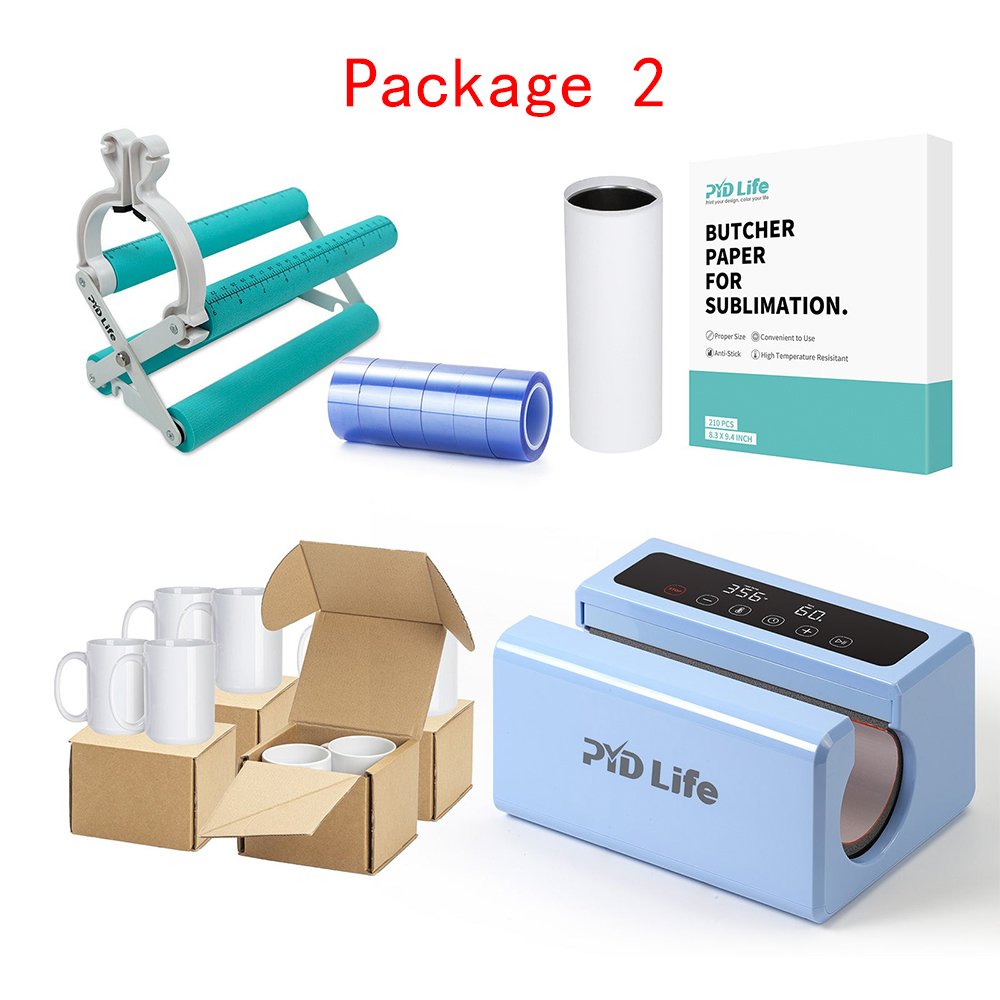 PYD Life USA Free Shipping Auto Tumbler Heat Press Machine Set Starter Benginers Kit Bundle for Sublimation (4 Options)