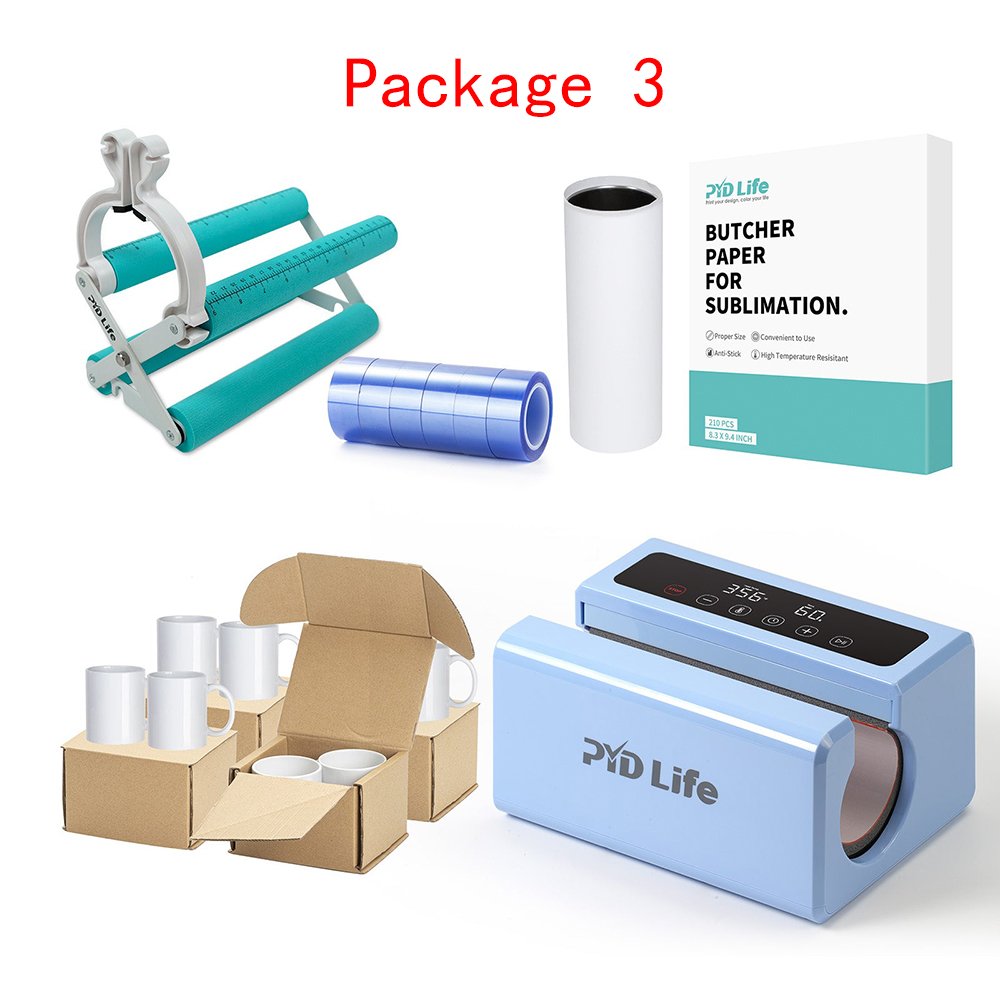 PYD Life USA Free Shipping Auto Tumbler Heat Press Machine Set Starter Benginers Kit Bundle for Sublimation (4 Options)
