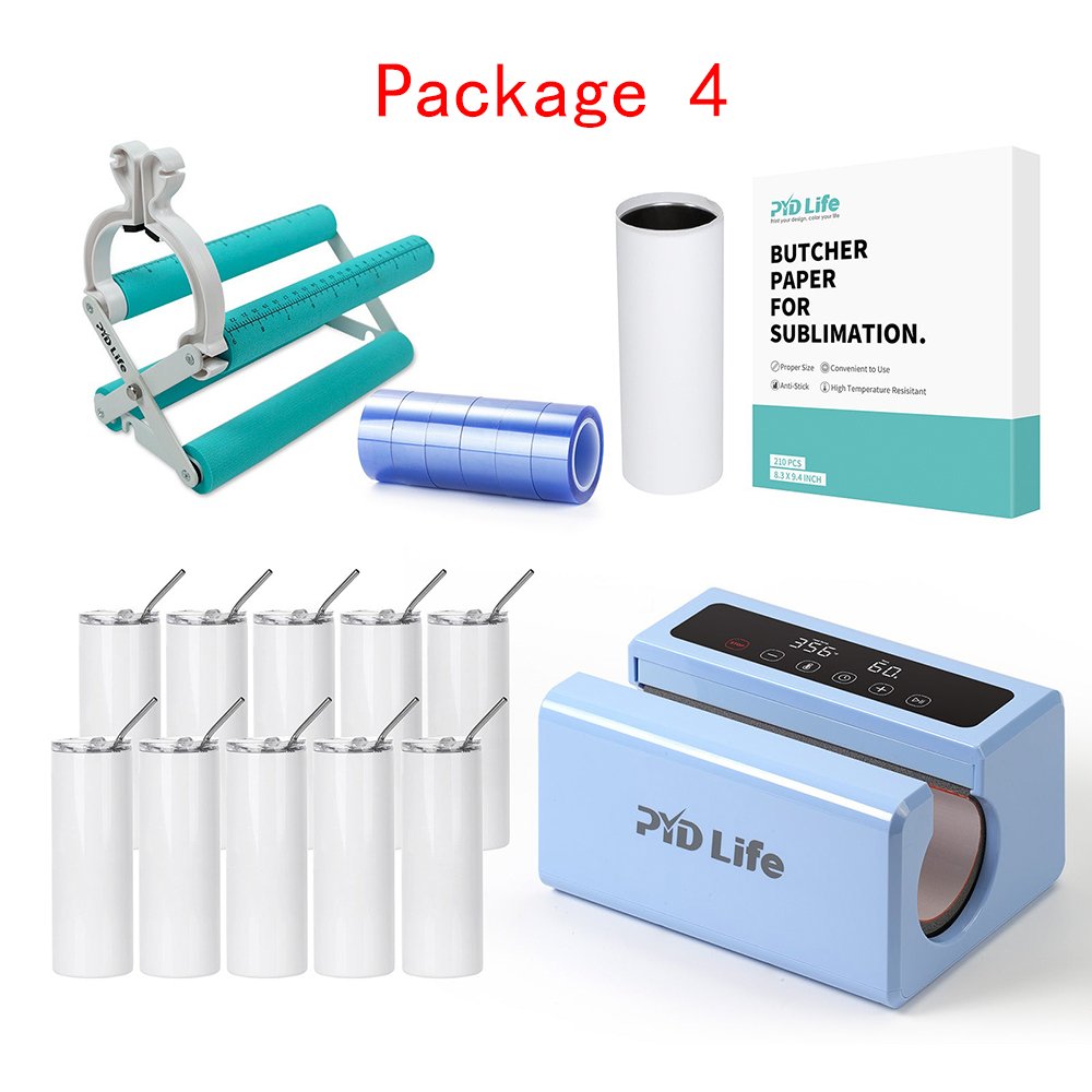 PYD Life USA Free Shipping Auto Tumbler Heat Press Machine Set Starter Benginers Kit Bundle for Sublimation (4 Options)