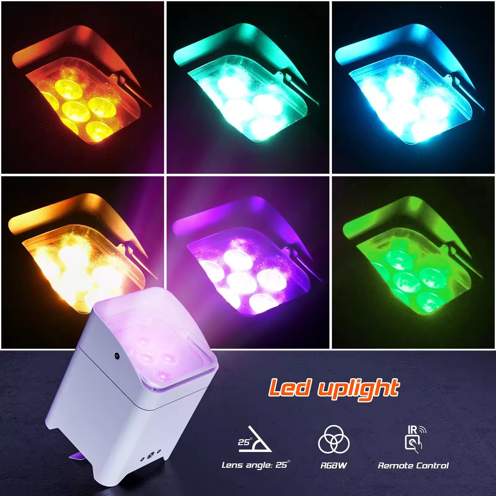 MJ Remote 6x18w Battery LED UPLIGHT With Charging Flightcase LED Par Light for Party/Bar/Club/Wedding Event